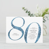 Invitation Parties scintillant minimaliste moderne faux bleu (Debout devant)
