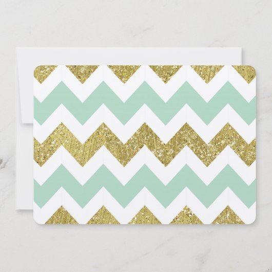 Invitation Parties scintillant Mint et Gold Faux Chevron anni (Dos)