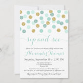 Invitation Parties scintillant Mint et Gold Sip et voir les i (Devant)