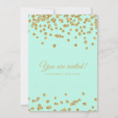 Invitation Parties scintillant Mint & Gold Faux Confetti Mari (Dos)