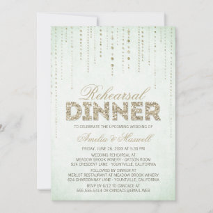 Invitation Parties scintillant Mint & Or Regarder Répétition