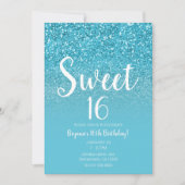 Invitation Parties scintillant moderne Aqua Blue Glam Sweet 1 (Devant)