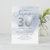 Invitation Parties scintillant moderne argent surprise adulte (Debout devant)