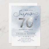 Invitation Parties scintillant moderne argent surprise adulte (Devant / Derrière)