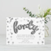 Invitation Parties scintillant moderne Ballons d'argent 40e a (Debout devant)