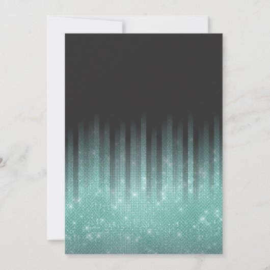 Invitation Parties scintillant moderne Black Aqua Typographie (Dos)