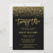 Invitation Parties scintillant moderne Black Faux Gold 23e an (Devant)