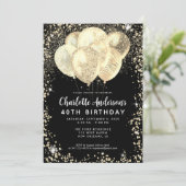 Invitation Parties scintillant moderne Black Gold Glam Balloo (Debout devant)