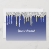 Invitation Parties scintillant moderne Blue Silver Drivers An (Devant)
