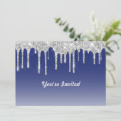 Invitation Parties scintillant moderne Blue Silver Drivers An (Debout devant)