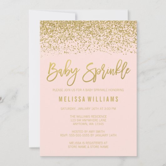 Invitation Parties scintillant moderne Blush Pink Gold Faux (Devant)