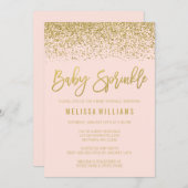 Invitation Parties scintillant moderne Blush Pink Gold Faux (Devant / Derrière)