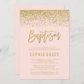 Invitation Parties scintillant moderne Blush Pink Gold Faux I (Devant / Derrière)