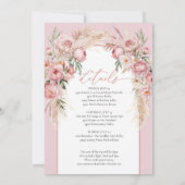 Invitation Parties scintillant moderne Boho floral blush or b (Dos)