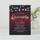 Invitation Parties scintillant moderne Bourgogne Rouge Faux Q (Debout devant)