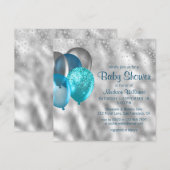 Invitation Parties scintillant moderne chic Ballons Baby show (Devant / Derrière)