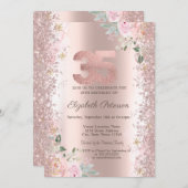 Invitation Parties scintillant moderne Confetti Rose Gold Ros (Devant / Derrière)