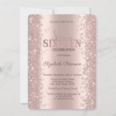 Invitation Parties scintillant moderne Confetti Rose Gold Swe (Devant)