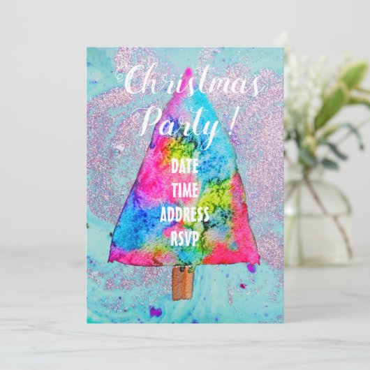 Invitation Parties scintillant moderne de couleurs funky sapi (Debout devant)