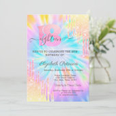 Invitation Parties scintillant moderne Drips Tie Dye 18e anni (Debout devant)