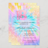 Invitation Parties scintillant moderne Drips Tie Dye 18e anni (Devant / Derrière)