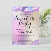 Invitation Parties scintillant moderne élégante fille 16e ann (Debout devant)