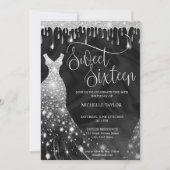 Invitation Parties scintillant moderne en argent de poussin d (Devant)