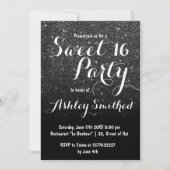 Invitation Parties scintillant moderne en faux noir gris fonc (Devant)
