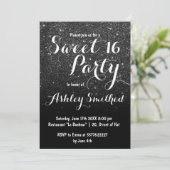 Invitation Parties scintillant moderne en faux noir gris fonc (Debout devant)