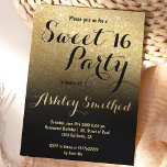 Invitation Parties scintillant moderne en faux or blanc chic<br><div class="desc">Une douche à parties scintillant moderne,  joliment fausse or sombre avec bloc de couleur noire Sweet 16 anniversaire invitation avec motif en or ombre s'estompe sur un élégant arrière - plan noir. Parfait pour un Sweet sixteen princesse.</div>