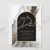 Invitation Parties scintillant moderne en marbre d'Agate d'or (Devant)