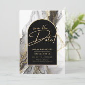 Invitation Parties scintillant moderne en marbre d'Agate d'or (Debout devant)