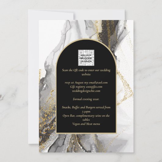 Invitation Parties scintillant moderne en marbre d'Agate d'or (Dos)
