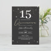 Invitation Parties scintillant moderne en noir brillant Confe (Debout devant)