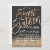 Invitation Parties scintillant moderne en or noir Typographie (Devant)