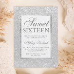 Invitation Parties scintillant moderne faux argent élégant ch<br><div class="desc">Une parties scintillant gris argenté moderne,  chic et élégante  douce 16 anniversaire avec cadre argent</div>