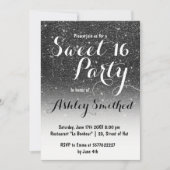 Invitation Parties scintillant moderne faux noir blanc ombre (Devant)
