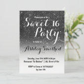 Invitation Parties scintillant moderne faux noir blanc ombre (Debout devant)