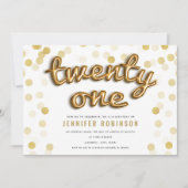 Invitation Parties scintillant moderne Gold Balloons 21e anni (Devant)