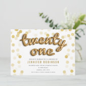 Invitation Parties scintillant moderne Gold Balloons 21e anni (Debout devant)