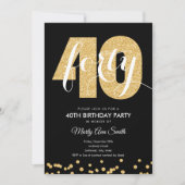 Invitation Parties scintillant moderne Gold & Black Fête du 4 (Devant)