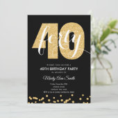 Invitation Parties scintillant moderne Gold & Black Fête du 4 (Debout devant)