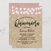 Invitation Parties scintillant moderne Gold Sparkle Faux Quin (Devant / Derrière)