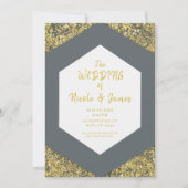Invitation Parties scintillant moderne gris chic or Flakes Gl (Devant)