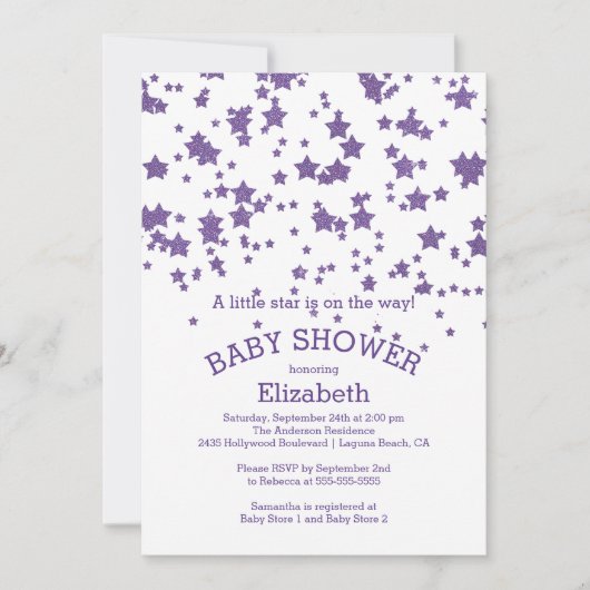 Invitation Parties scintillant moderne Little Star Baby showe (Devant)