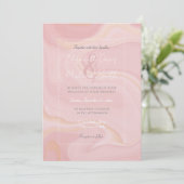 Invitation Parties scintillant moderne Marble rose or Arrière (Debout devant)