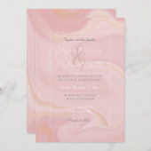 Invitation Parties scintillant moderne Marble rose or Arrière (Devant / Derrière)
