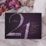 Invitation Parties scintillant moderne minimaliste violet 21e<br><div class="desc">L'invitation minimaliste moderne de 21e anniversaire comprend la parties scintillant faux violet numéro 21 stylisée et vos détails de fête en or classique serif police sur arrière - plan violet profond, simple et élégant, grande surprise invitation d'anniversaire adulte. la couleur arrière - plan peut être changée à n'importe quelle couleur...</div>