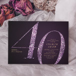Invitation Parties scintillant moderne minimaliste violet 40e<br><div class="desc">L'invitation minimaliste moderne 40e anniversaire comprend stylé faux violet parties scintillant numéro 40 et vos détails de fête en or classique serif police sur violet profond arrière - plan, simple et élégant, grande surprise adulte jalon invitation anniversaire. la couleur arrière - plan peut être changée à n'importe quelle couleur de...</div>