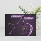 Invitation Parties scintillant moderne minimaliste violet 75e (Debout devant)